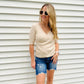 Apricot Rib Knit Half Sleeve Top