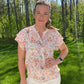 Boho Floral Mandarin Collar Top
