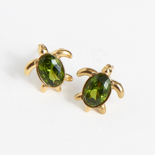 Green Turtle Stud Earrings