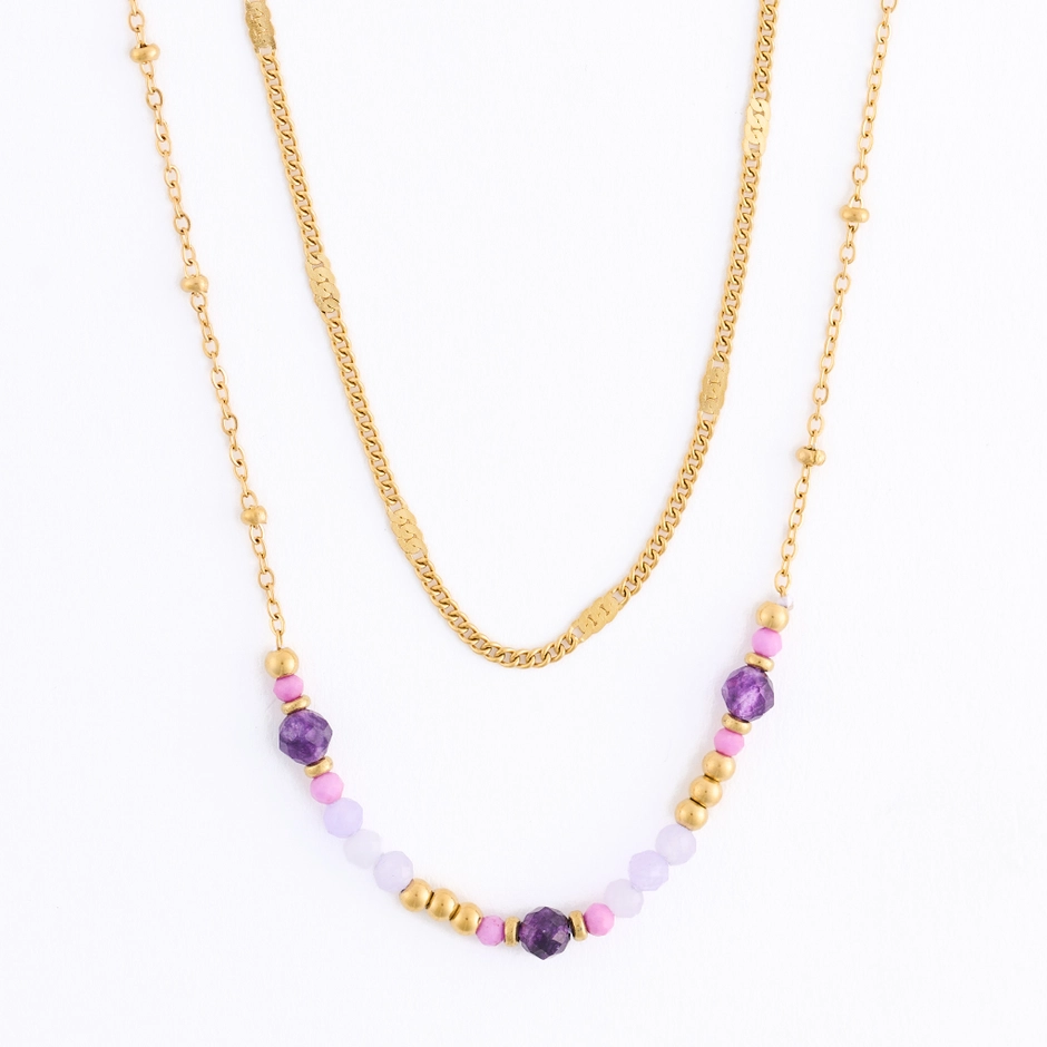 15" Double Row Amethyst Necklace