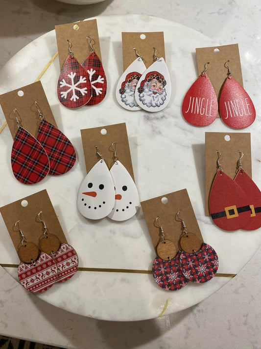 Holiday Leather Drop Earrings
