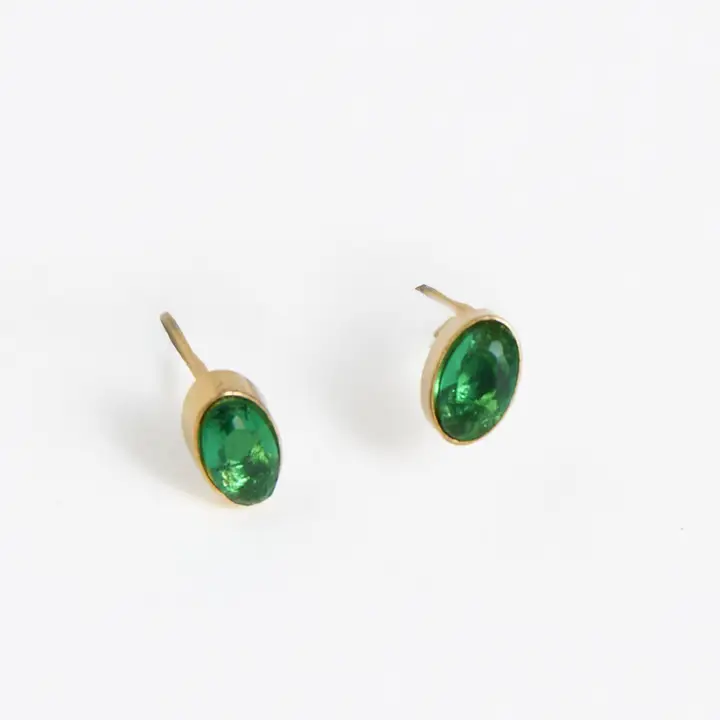 Oval Gem Stud Earrings