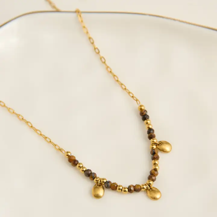 Tiger Eye 15" Beaded Necklace