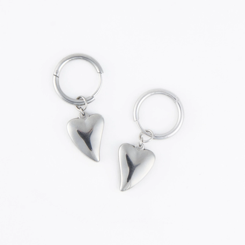 Heart Charm Hoop Earrings