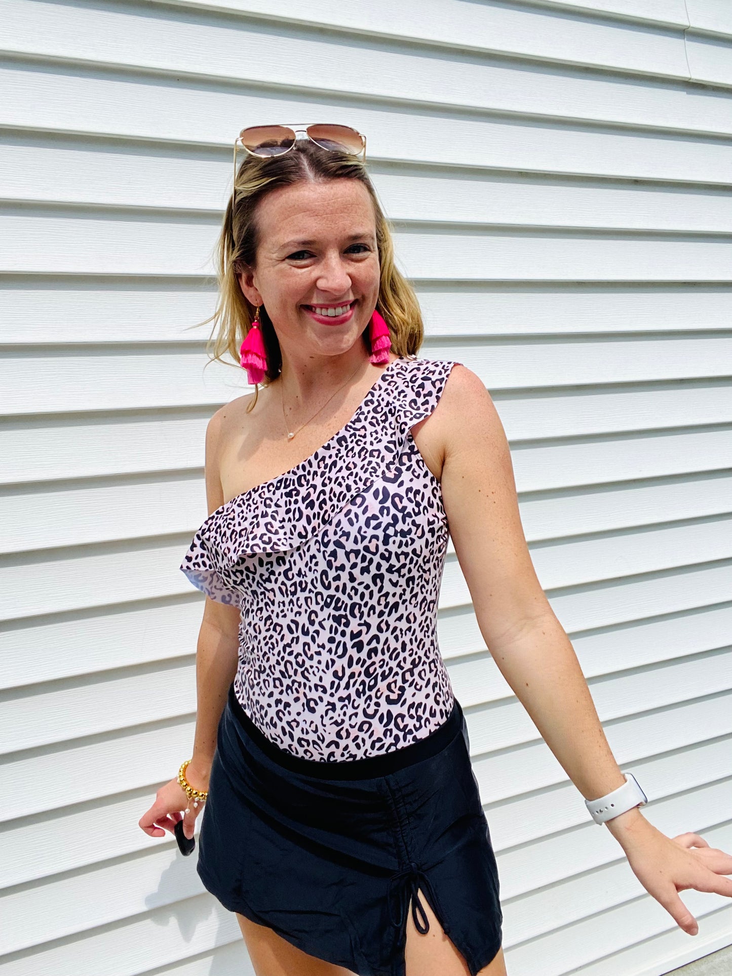 Pink Leopard Asymmetrical One Piece