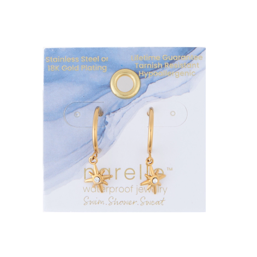 Starburst Charm C Hoop Earrings