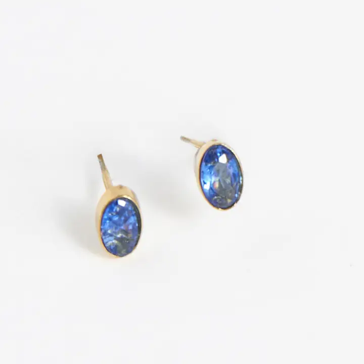 Oval Gem Stud Earrings