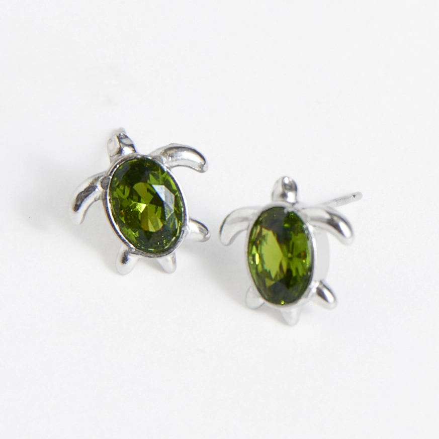 Green Turtle Stud Earrings
