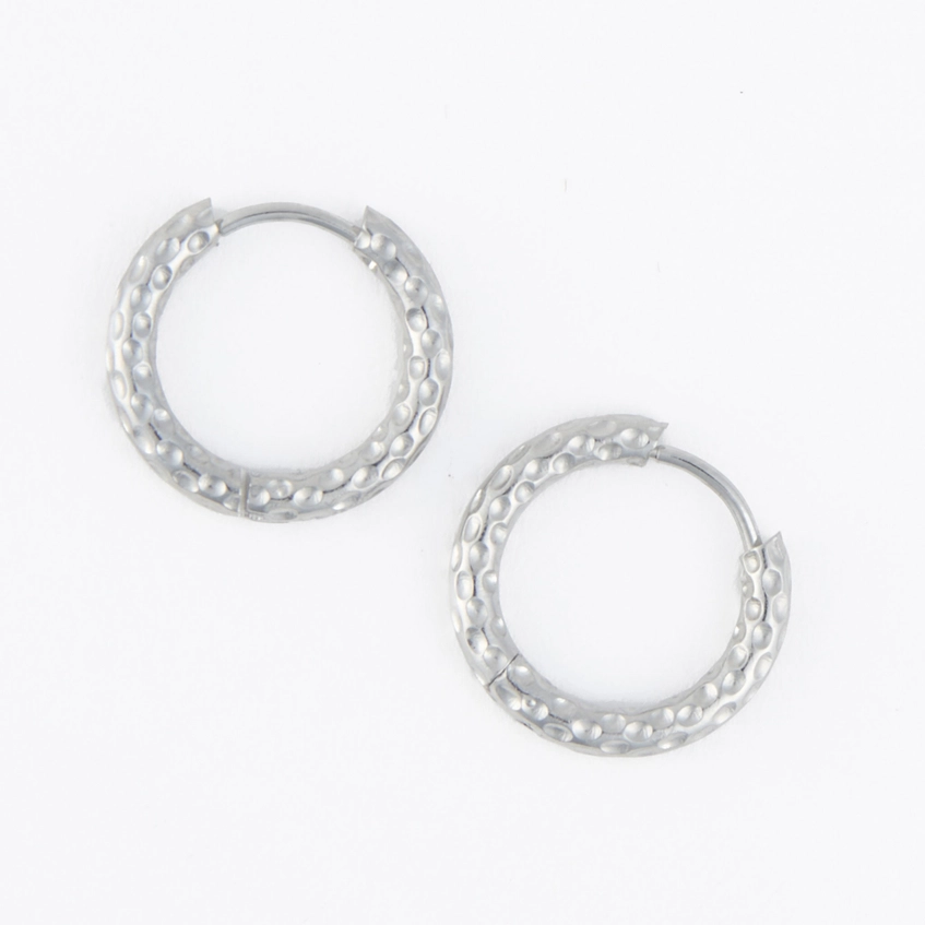 Hammered Huggie Hoop Earrings