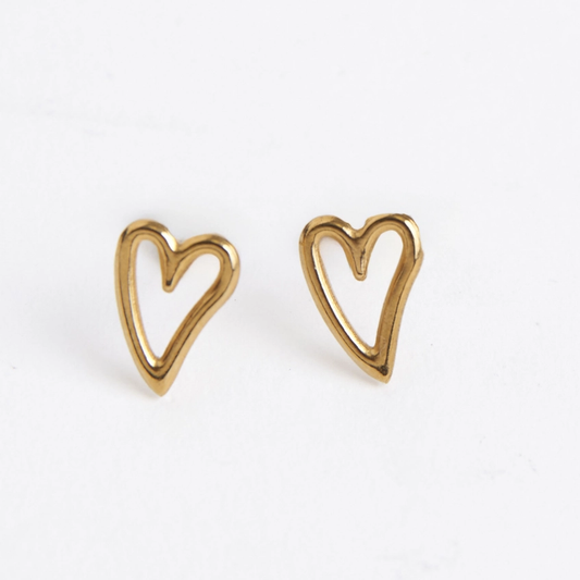 Heart Outline Stud Earrings