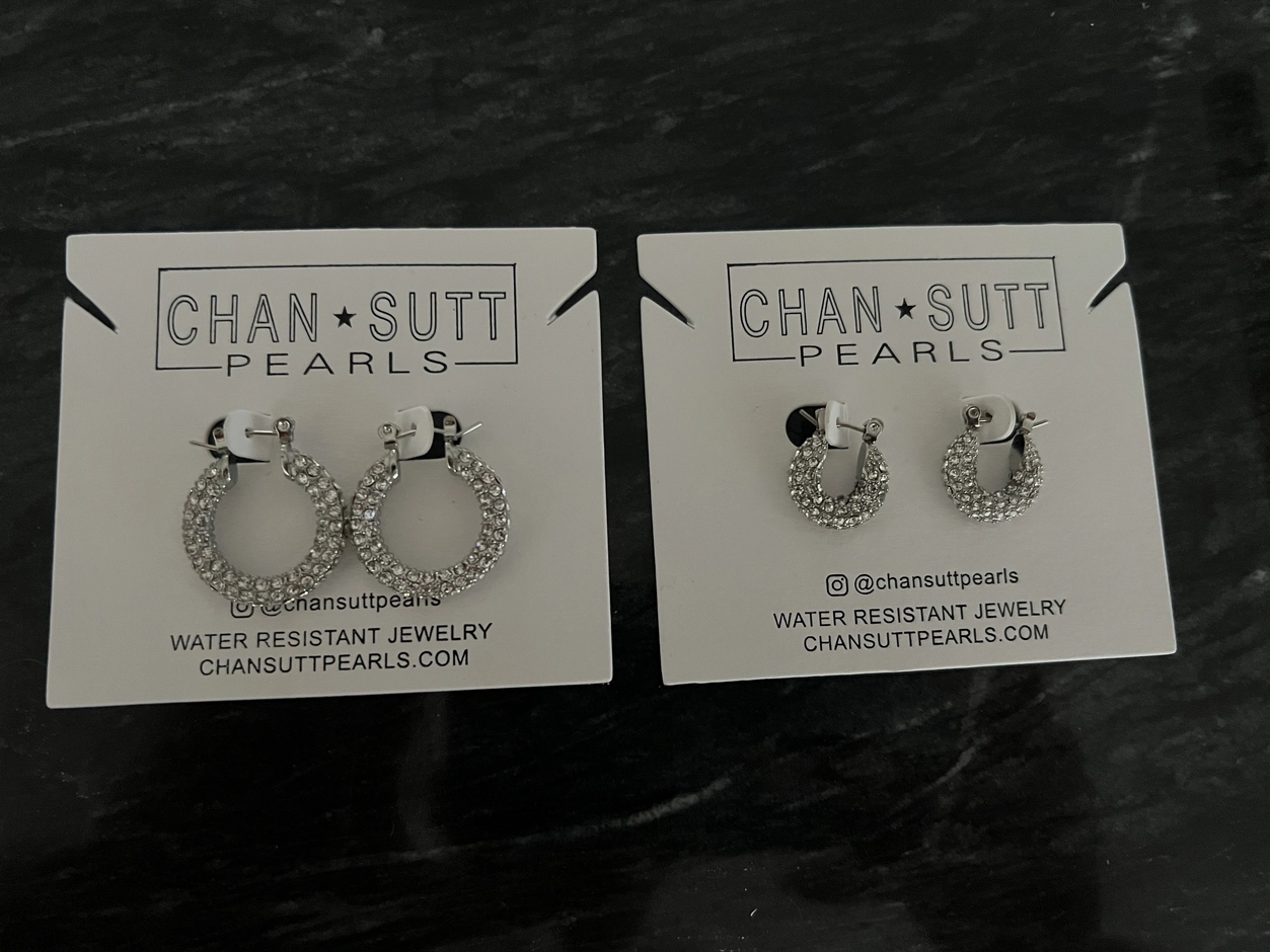 Silver Diamond Hoops - Small