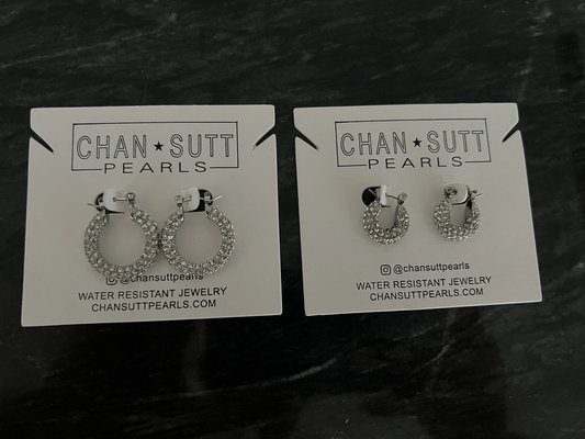 Silver Diamond Hoops - Small