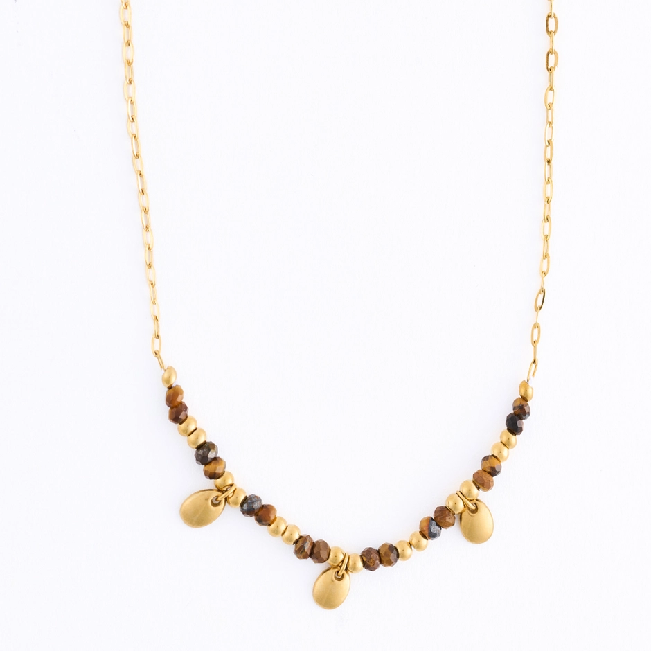 Tiger Eye 15" Beaded Necklace