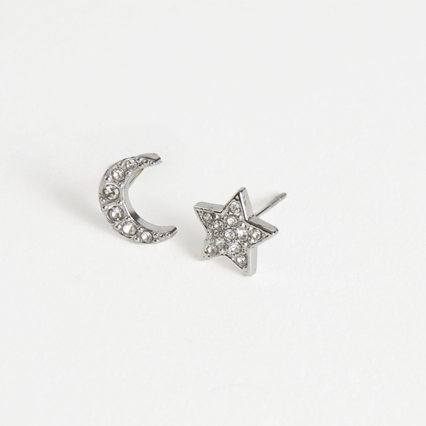 Pave Star & Mood Stud Earrings