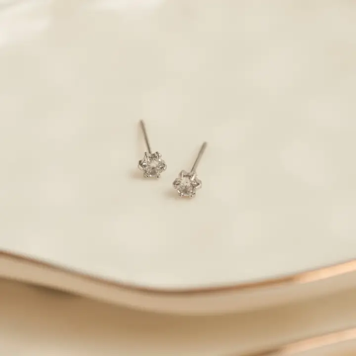 3mm Cubic Zirconia Stud Earrings