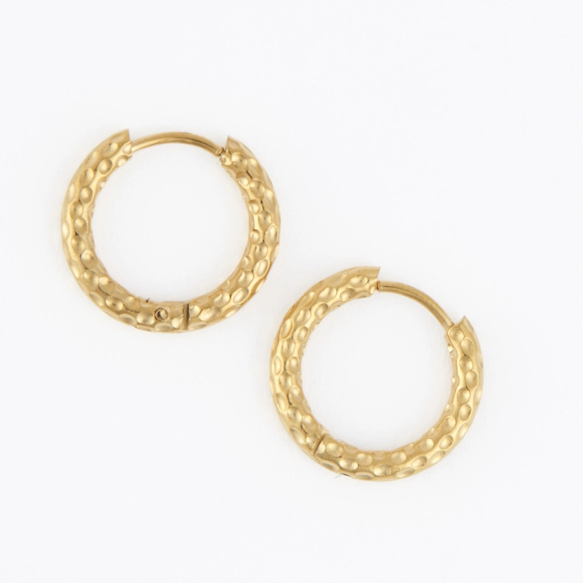 Hammered Huggie Hoop Earrings