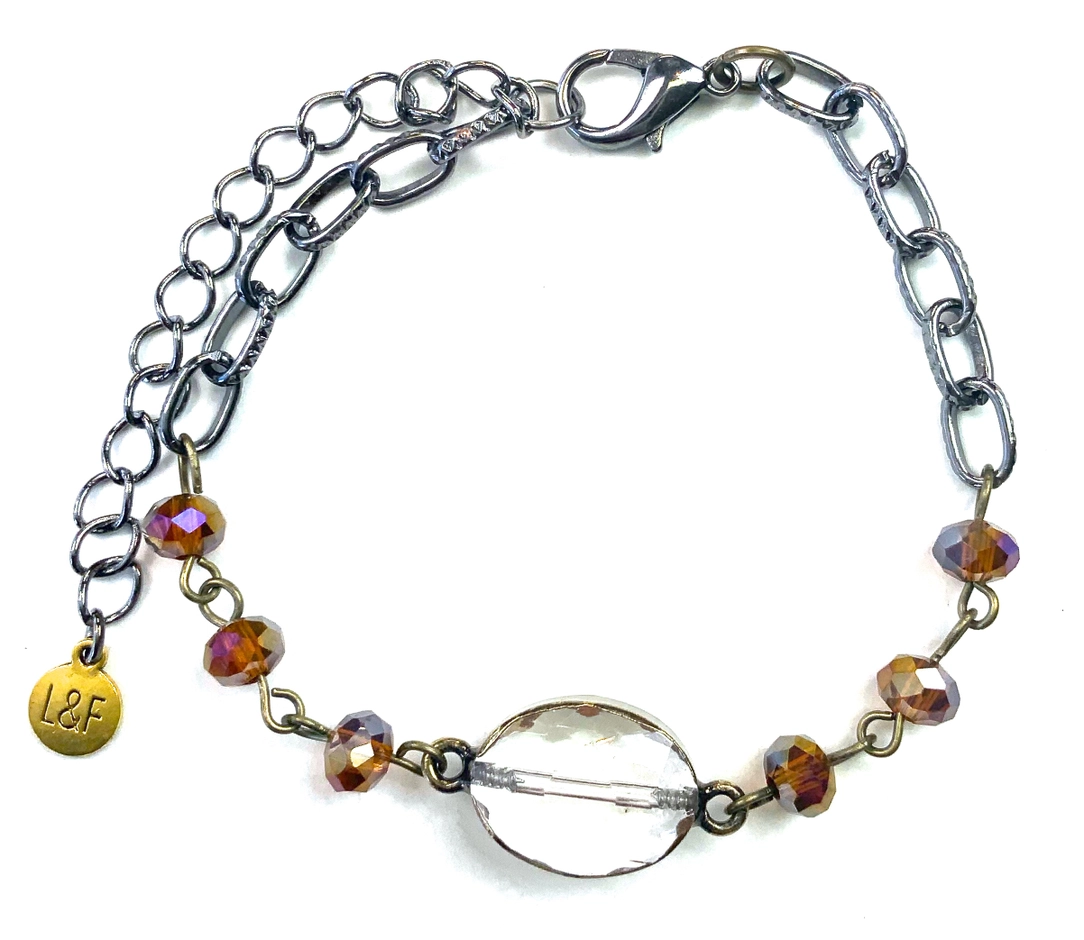 Br-Rosaried Brown Chain Bracelet