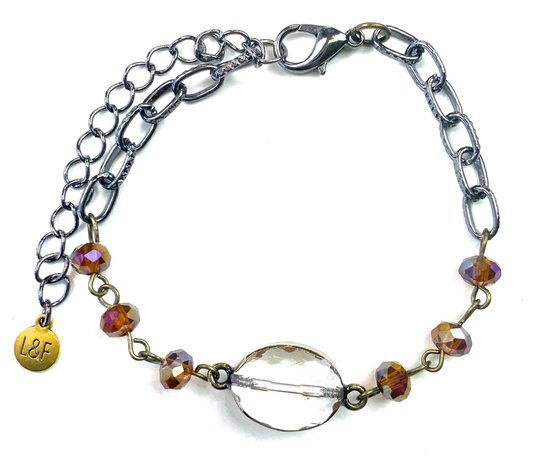 Br-Rosaried Brown Chain Bracelet