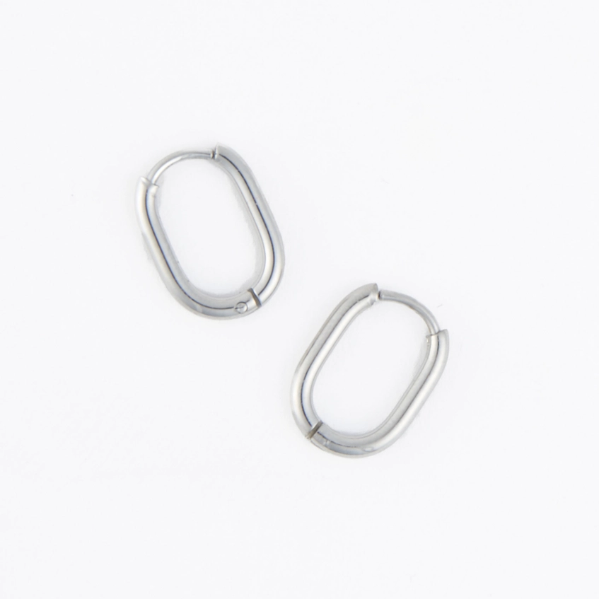 Oval Huggie Hoop Earrings