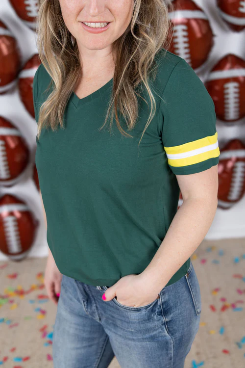 Tessa Green & Gold Short Sleeve