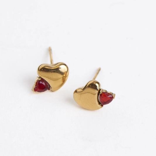 Heart Gemstone Stud Earrings