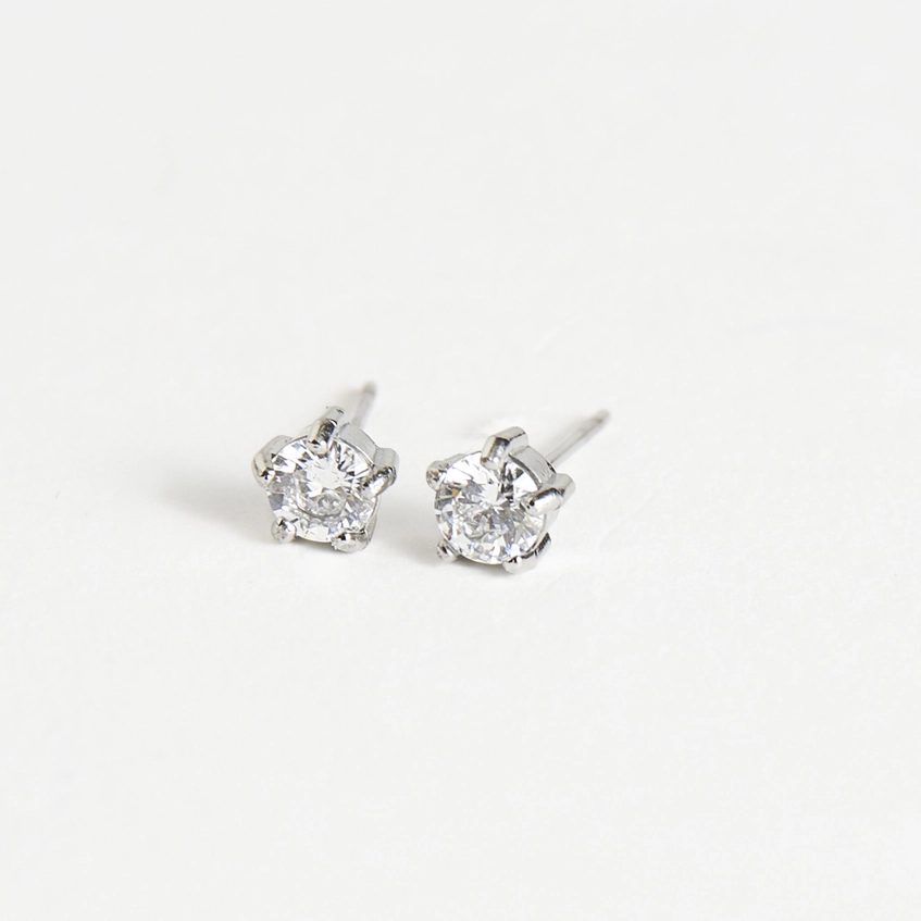 4mm Cubic Zirconia Stud Earrings