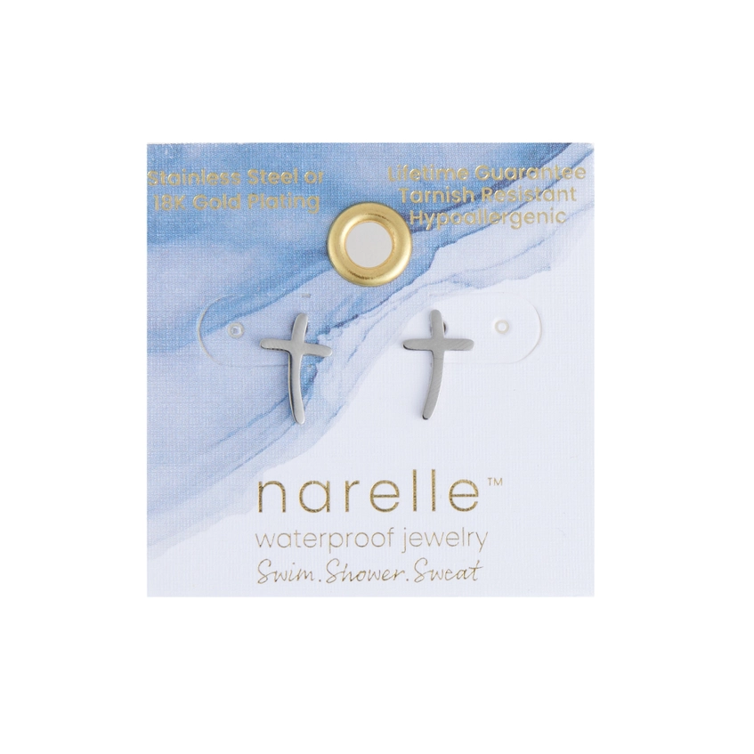 Curved Cross Stud Earrings