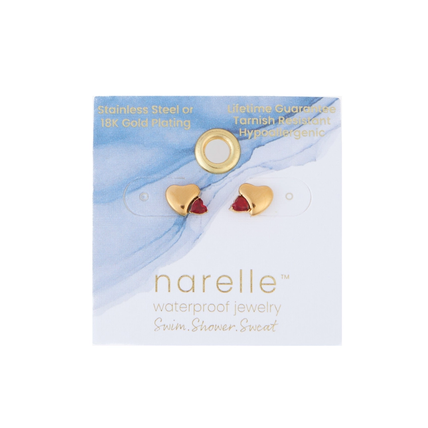 Heart Gemstone Stud Earrings
