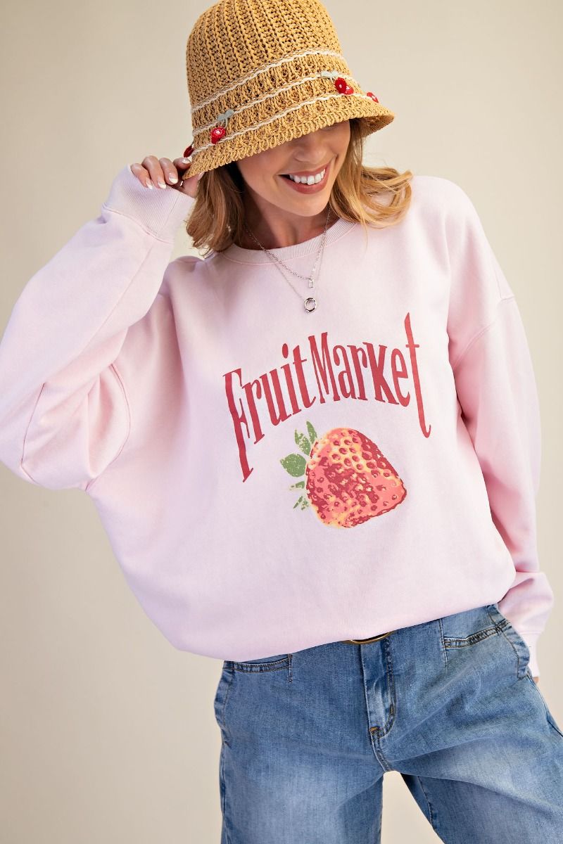 Pink Fruit Market Terry Pullover