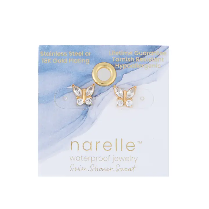 Cubic Zirconia Butterfly Stud Earrings