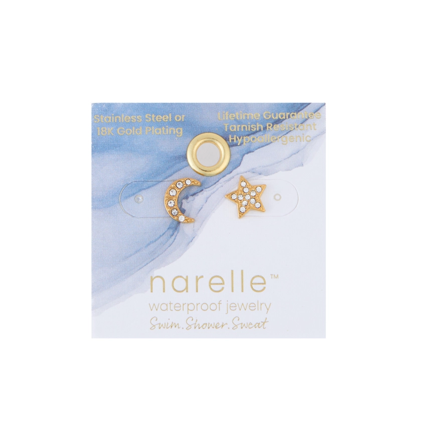 Pave Star & Mood Stud Earrings