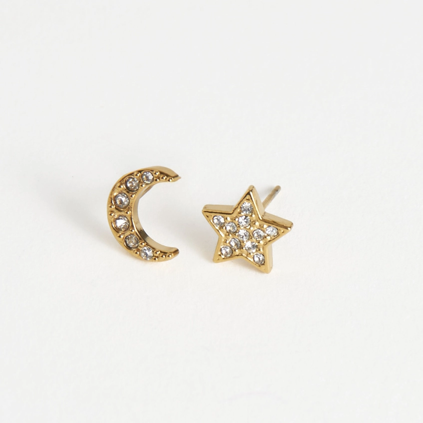 Pave Star & Mood Stud Earrings