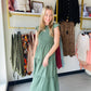 Light Olive Flutter Midi Dress