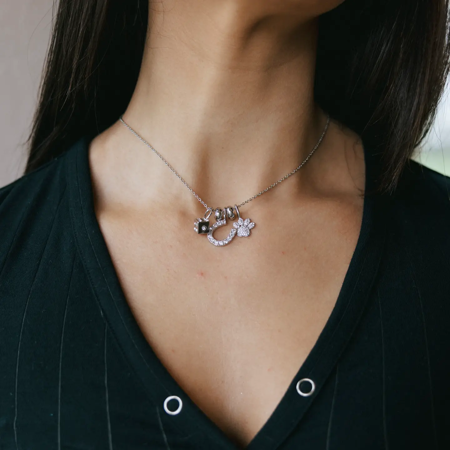 Silver Lucky Horseshoe Charm