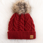 Dark Red Cable Knit Hat