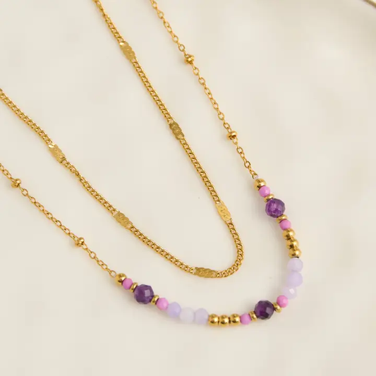 15" Double Row Amethyst Necklace