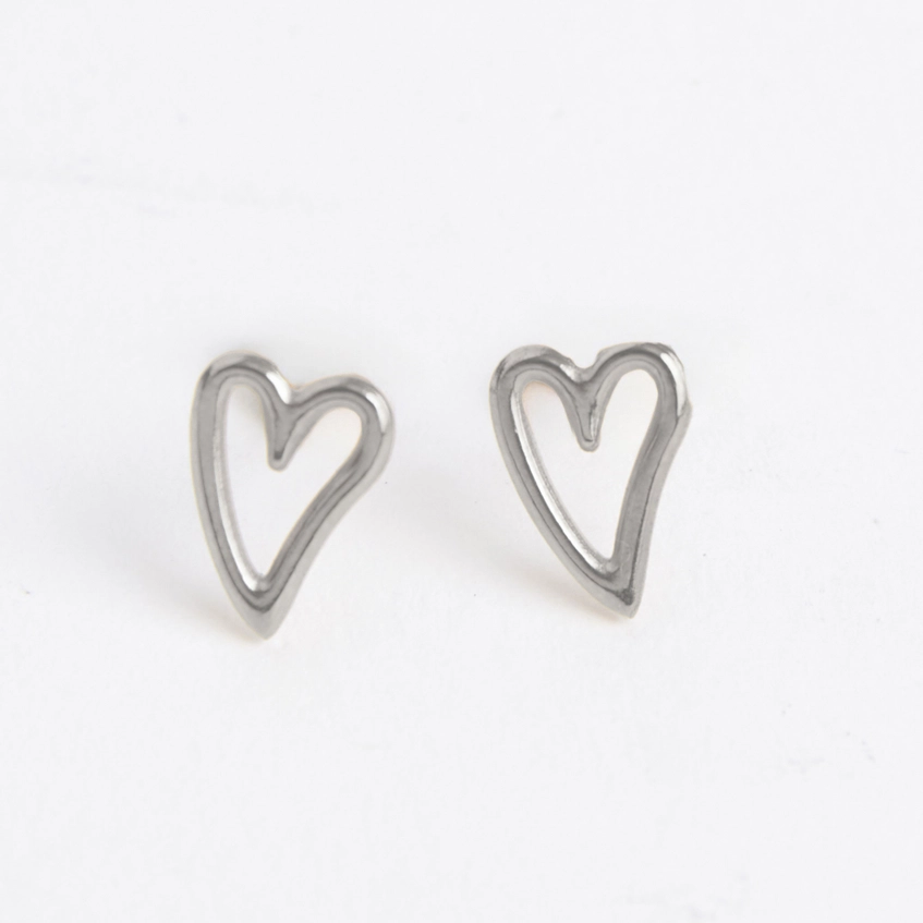 Heart Outline Stud Earrings