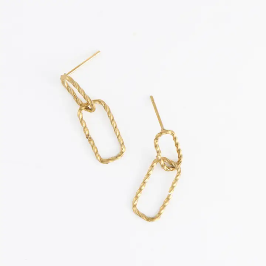 Textured oval Link Earrings