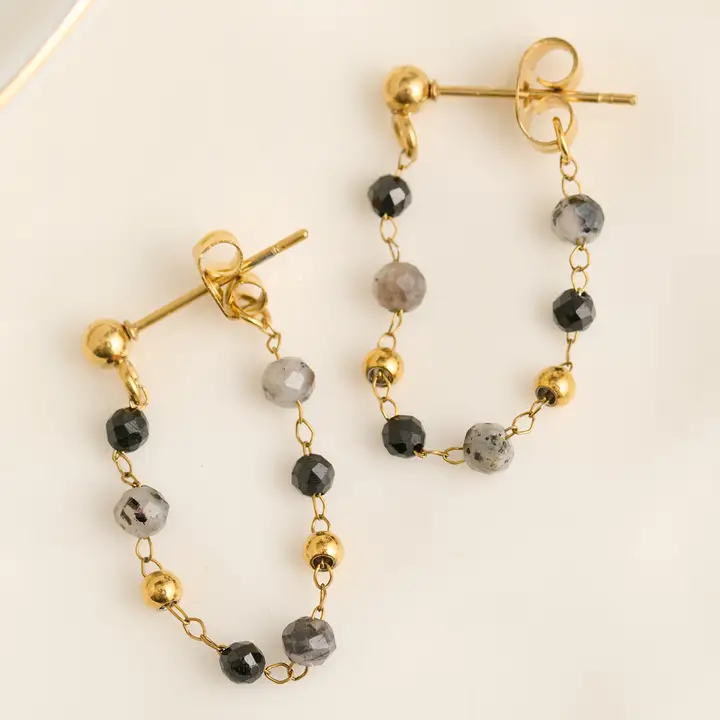 Gemstone Beaded Drop Earrings