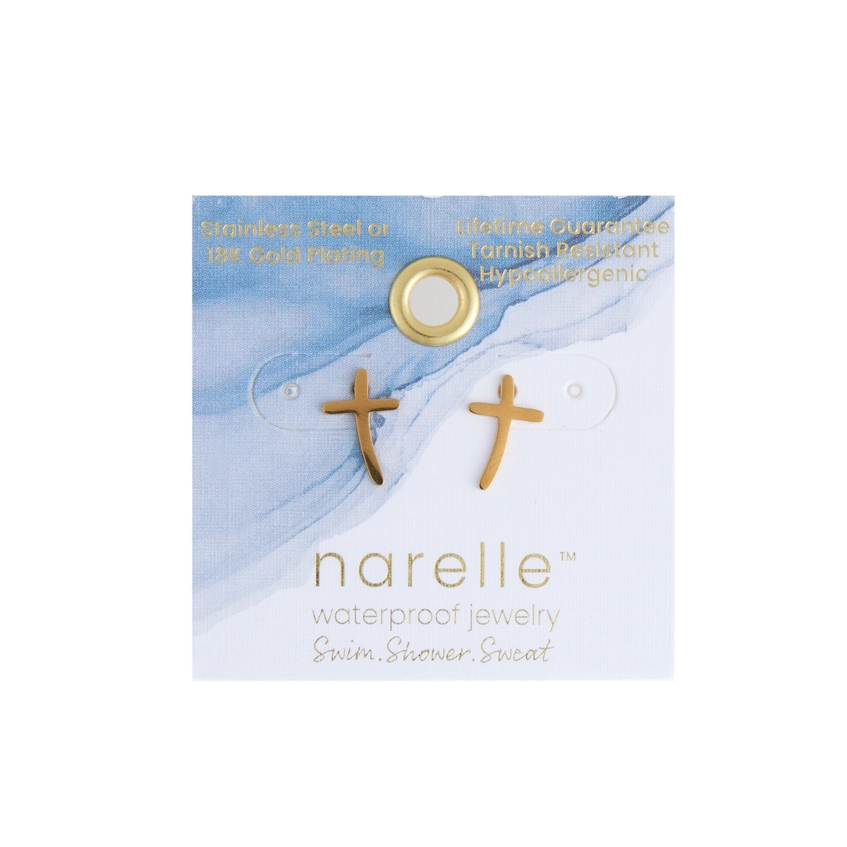 Curved Cross Stud Earrings