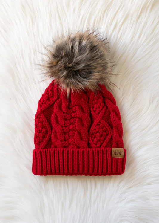 Red Cable Knit Hat