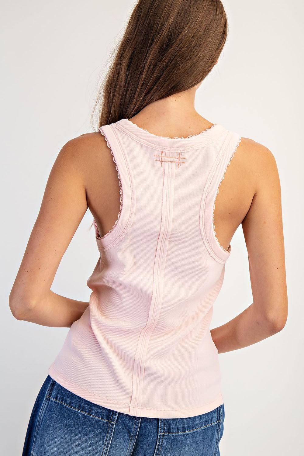 Soft Pink Ribbed Knit Tank