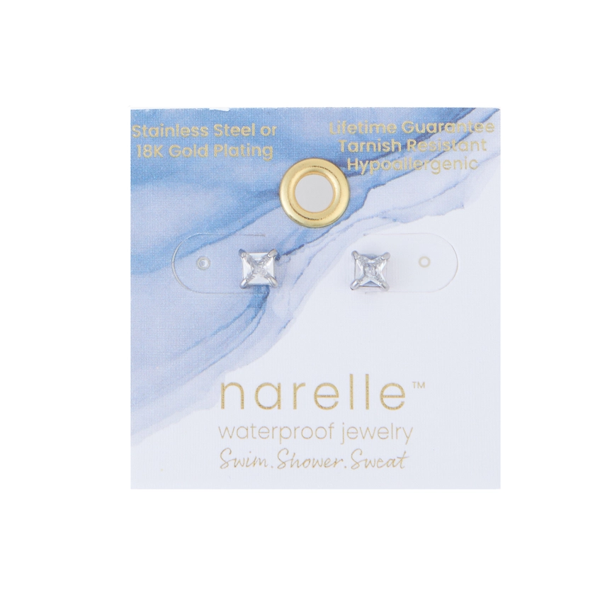 5mm Square Cubic Zirconia Stud Earrings
