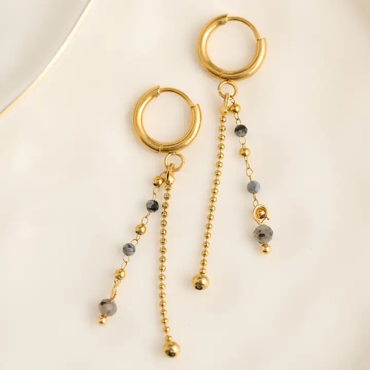 Apatite Beaded Chain Drop Earrings