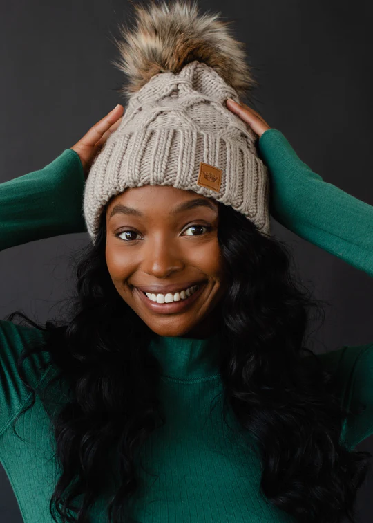 Taupe Diamond Knit Hat