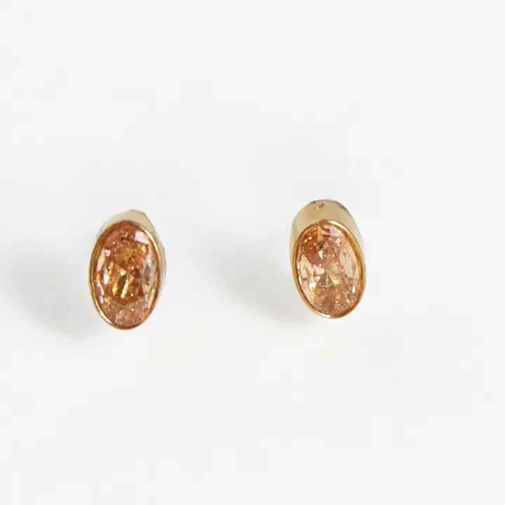 Oval Gem Stud Earrings
