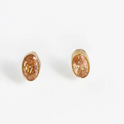 Oval Gem Stud Earrings