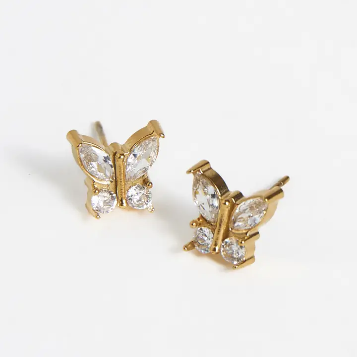 Cubic Zirconia Butterfly Stud Earrings