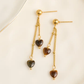 Tiger's Eye Heart Drop Earrings