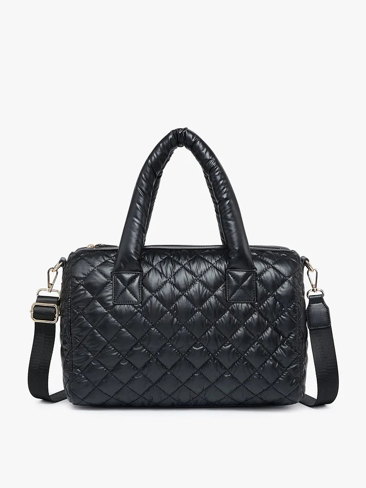 Trista Puffy Quilted Satchel - Black